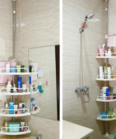 Étagère Réglable Télescopique salle de bain, cuisine Acier Inoxydable  4 etages