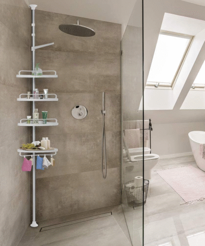 Étagère Réglable Télescopique salle de bain, cuisine Acier Inoxydable  4 etages