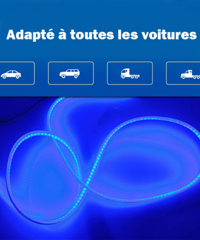 Bande lumineuse flexible pour capot moteur de voiture (bleu)
