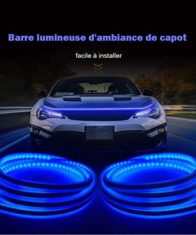 Bande lumineuse flexible pour capot moteur de voiture (bleu)
