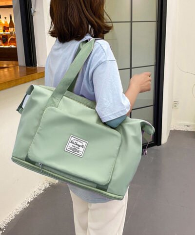 Sac de voyage pliable de grande capacité ( couleur : vert pistache / rouge bordeaux )
