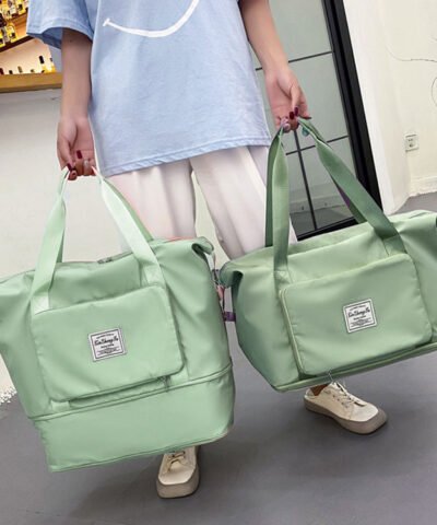 Sac de voyage pliable de grande capacité ( couleur : vert pistache / rouge bordeaux )