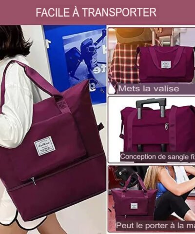 Sac de voyage pliable de grande capacité ( couleur : vert pistache / rouge bordeaux )