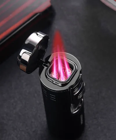 Briquet à flamme rouge coupe-vent en métal