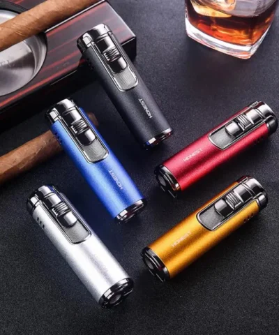 Briquet à flamme rouge coupe-vent en métal