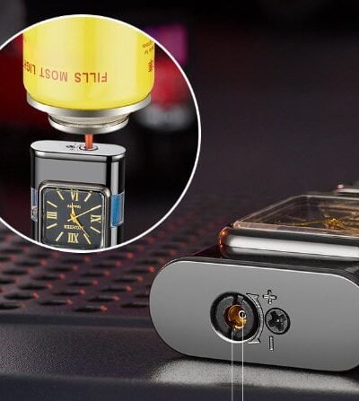 briquet coupe-vent avec montre classique