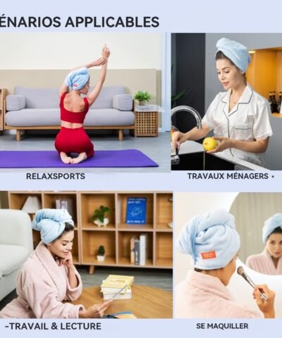 Serviette à cheveux en microfibre, séchage rapide pour cheveux mouillés, longs, bouclés, épais et crépus.