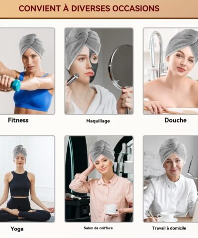 Serviette à cheveux en microfibre, séchage rapide pour cheveux mouillés, longs, bouclés, épais et crépus.