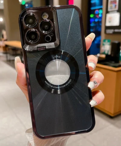 Coque iPhone magnétique avec monture d'objectif