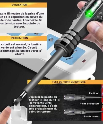Tournevis magnétique puissant 2 en 1 à couple élevé et détecteur d'électricité