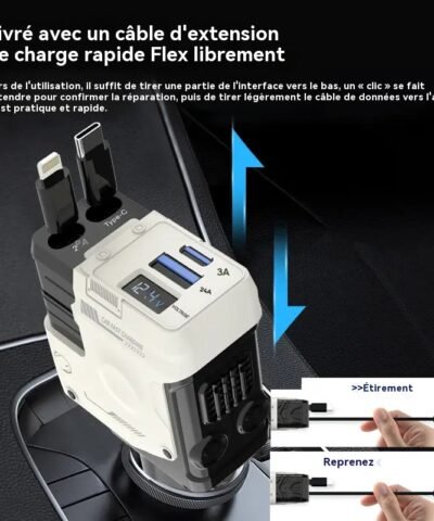 Chargeur de voiture à affichage numérique 4 en 1