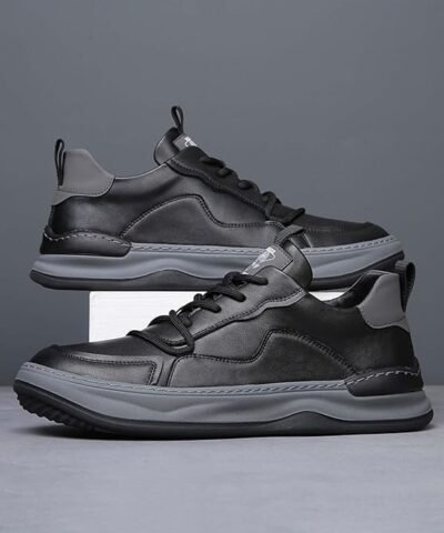 Chaussures de sport en cuir perforées respirantes pour hommes