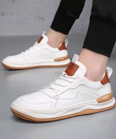 Chaussures de sport en cuir perforées respirantes pour hommes