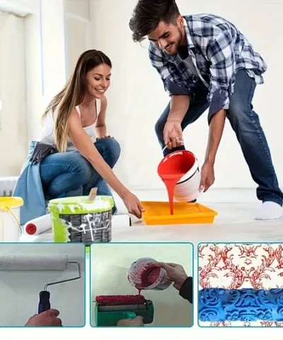 Rouleau de peinture pour décoration murale 5" - Outil d'impression monochrome avec étui facile à utiliser